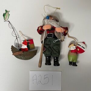 Santa Fisherman Ornaments Lot